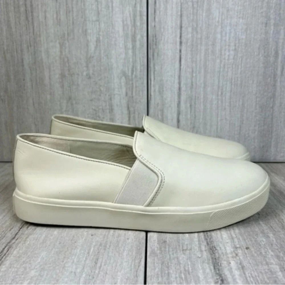 Vince Blair Cream Leather Slip On Sneaker Casual Shoe Women’s Size 5.5 EUR 35.5